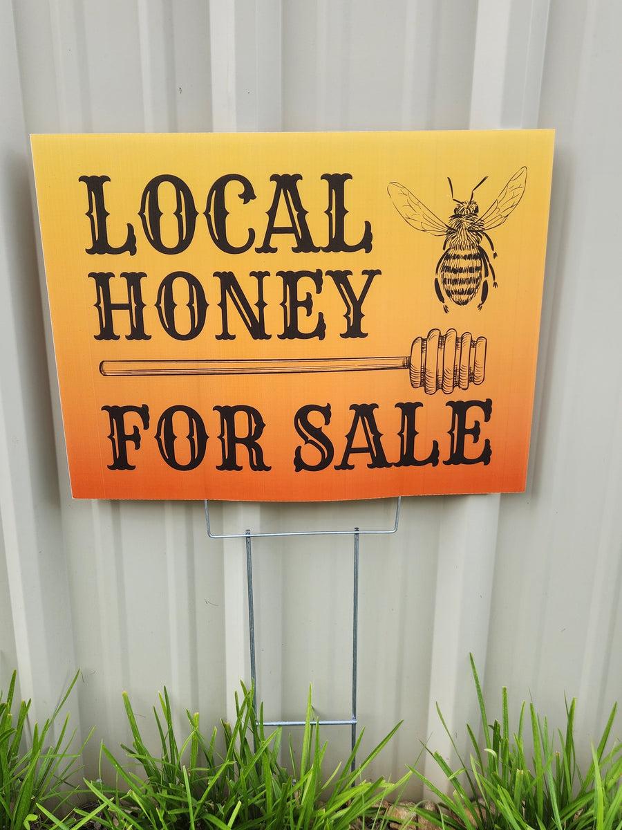 New Local Honey For Sale Sign (orange)- #m007 – Miller Bee Supply