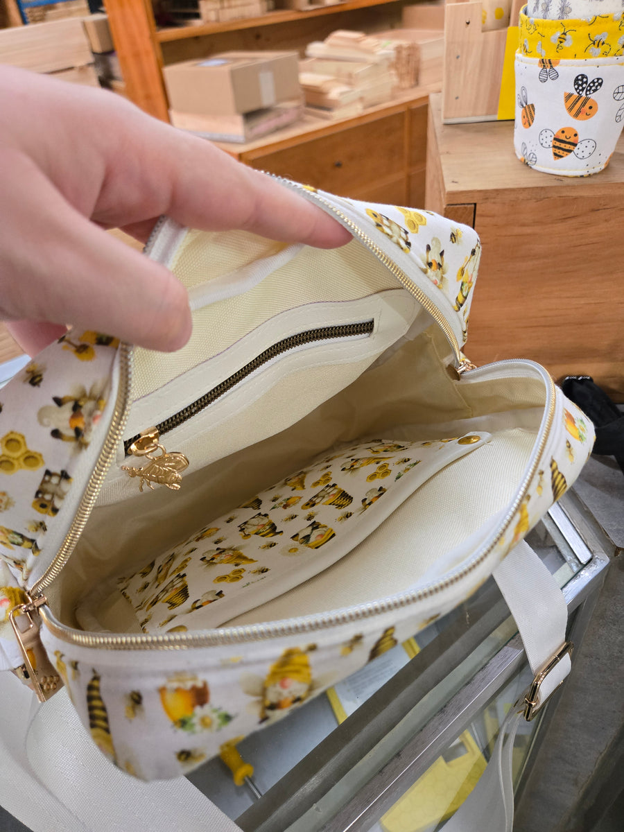 Bees and Gnomes Handmade Crossbody Bag Miller Bee Supply