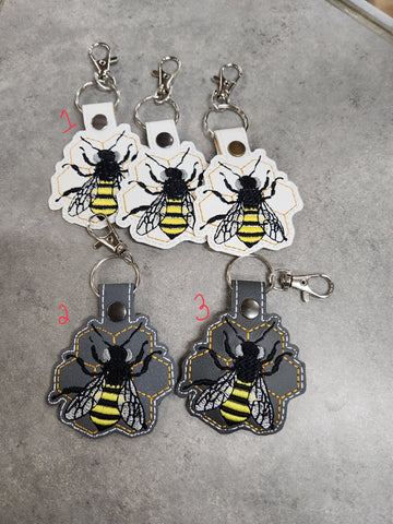 Handmade Bee and Comb Keychains