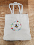 Embroidered Bee Wreath Tote Bag