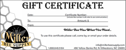 Miller Bee Supply Gift Card